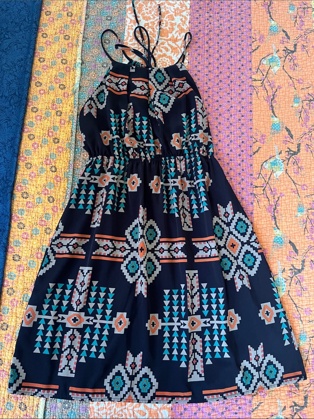 Navy Blue Tribal Print Sundress